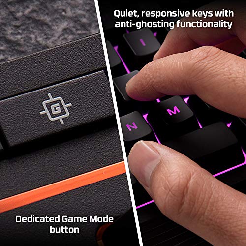 HyperX Alloy Core RGB – Membrane Gaming Keyboard, Comfortable Quiet Silent Keys with RGB LED Lighting Effects, Spill Resistant, Dedicated Media Keys, Compatible with Windows 10/8.1/8/7 – Black - size: Full Size