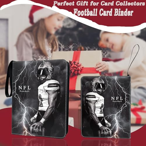 Football Card Binder 900 Pockets, Trading Card Binder 9 Pocket with 50 Removable Sleeves Fits 900 Sport Cards, 3 Ring Card Holder Binder with Zipper, Collector Storage Album - size: 900 Pockets Football
