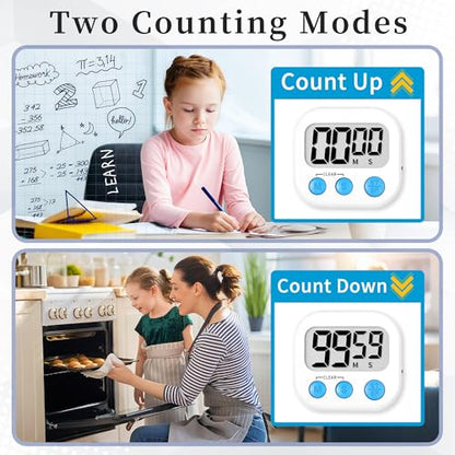 ZILLEEN Classroom Timers for Kids Classroom Magnetic Digital Kitchen Timers for Cooking Teachers Gym Game 6 Pcs - color: White & Black & Pink & Green & Orange & Purple