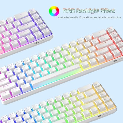 MageGee Portable 60% Mechanical Gaming Keyboard, Red Switch, PBT Pudding Keycaps RGB Backlit Compact 68 Keys Mini Wired Office Keyboard for Windows Laptop PC - White