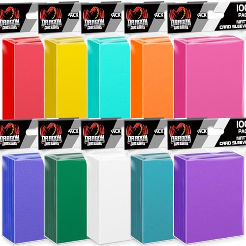 1000 Count Card Sleeves Toploaders for Trading Cards, 10 Colors Soft Baseball Card Sleeve for Standard Cards, Fit for MTG, Football Card, Sports Cards,Game Cards - color: 10 Colors