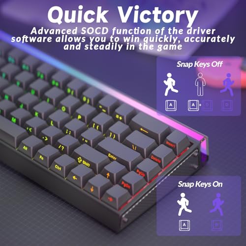 AULA Hero 68 HE Pro - Wired Gaming Keyboard with Hall Effect Magnetic Switch, CNC Aluminum Frame, 8KHz Polling Rate, RGB Box & Backlight, Side Printed Keycaps, 65% 68-key Compact Small Gamer Keyboards - color: Black-Pro Version