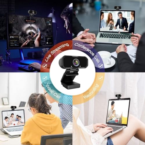 Webcam 1080p HD Computer Camera Microphone Laptop USB PC Webcam | with Tripod Stand, 110 Degree Live Streaming Widescreen Recording Pro Video Web Camera for Calling, Conferencing , Switch 2