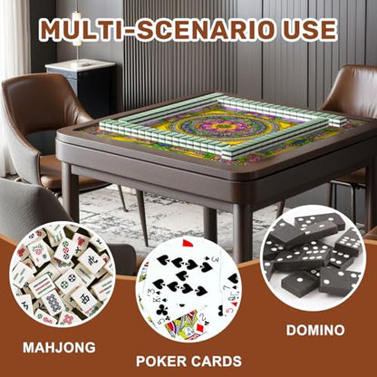 Mahjong Mat 31.5" x 31.5" Vibrant Stained Glass Floral Yellow Purple Hues Non-Slip Noise Reduction Mahjong Tiles Table Cover for Dominoes Poker Card Board and Tile Games Gift - color: Color10