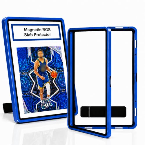 BGS Slab Case with Stand for Collectors Slab Guard Fits for 35PT BGS Cards, Heavy Duty Tempered Glass & Aluminum protector, Secure 9-Point Magnetic Lock, Waterproof Premium Display - color: Dark blue