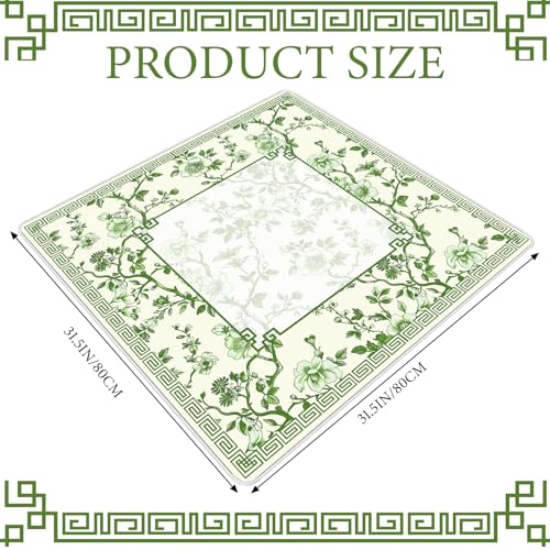 Chinoiserie Mahjong Mat with 1 Carrying Bag 31.5" x 31.5" Green and White Rubber Anti Slip and Noise Reduction Multi Purpose Game Table Cover for Mahjong, Card, Board Tile Games - color: Green