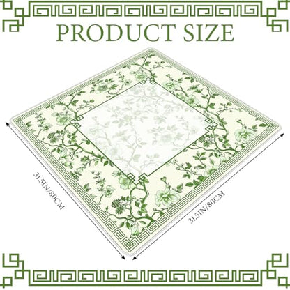 Chinoiserie Mahjong Mat with 1 Carrying Bag 31.5" x 31.5" Green and White Rubber Anti Slip and Noise Reduction Multi Purpose Game Table Cover for Mahjong, Card, Board Tile Games - color: Green