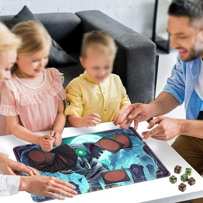 for MTG/TCG Playmat with Zones, 24 x 14 inches Trading Card Playmat with A Storage Bag and 6 Dice, Non-Lip Rubber Bottom Game Desk Mat, Mummy Elephant in The Cemetery - color: Yux-playmats-2-3A-256