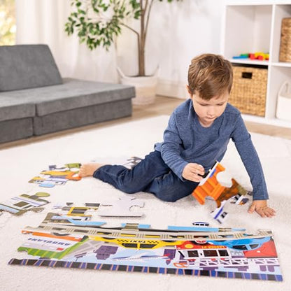 Melissa & Doug Traffic Jam Jumbo Floor Puzzle (24 Pieces, 2 x 3 Feet), Vehicle-Themed Jigsaw Puzzle for Preschoolers and Kids Ages 3+ - FSC Certified - size: 11.65 x 9.25 x 3.05, style: Traffic Jam Floor Puzzle - 24 Pieces