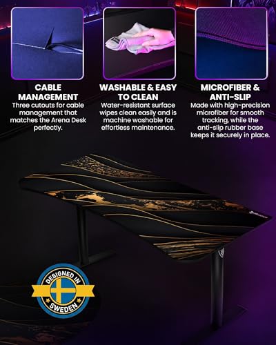 Arozzi Arena Gaming Desk Pad D013 | Full Desk Mouse Pad, Washable Desk Mat, Anti-Slip Rubber Base, Water-Resistant Surface - color: D013