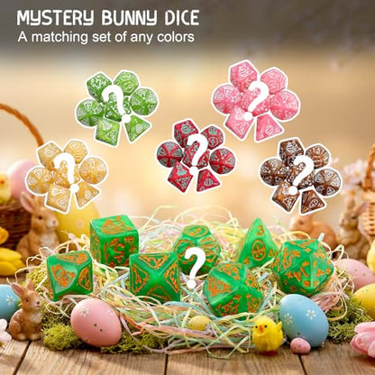 PJOY Mystery DND Dice Set Easter Bunny Pattern Polyhedral D&D Dice for Dungeons and Dragons Role Playing Games TTRPG DND Gifts - color: Random Bunny