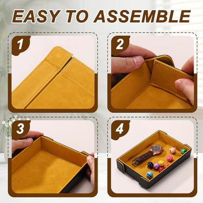 uxcell PU Leather Dice Tray, Rectangle Magnetic Folding Velvet Portable Folding Dice Rolling Tray for Table Games Keys Wallet Watch Coin, Glitter Pink - color: Pink