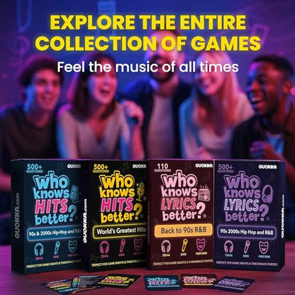 Quokka Party Games for Adults and Families - Ultimate Trivia Music Games | Who Knows Music Better? 1610 Music Game Questions – 4 Pack Box – Singing, Karaoke, Fun Music Challenge for 90s and 2000s Fans - color: Music Set