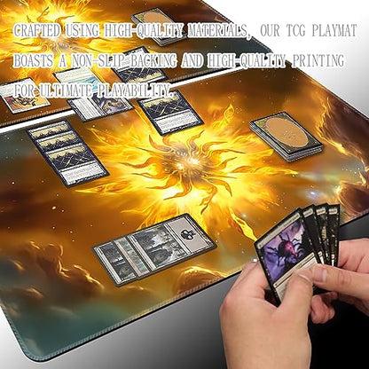 Board Game 14x24in MTG Playmat Compatible for OCG CCG RPG TCG Playmats (Bright Order) - color: Bright Order