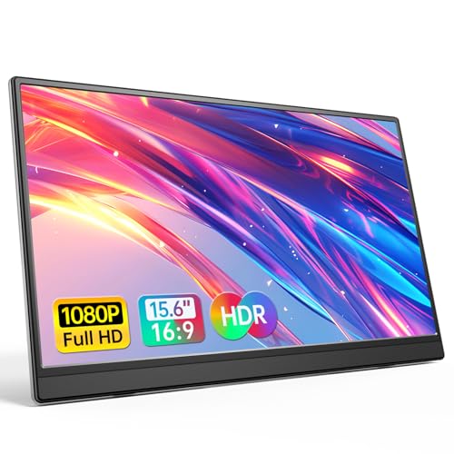 Anyuse Portable Monitor for Laptop 15.6 Inch 1080P USBC-C HDMI Ultra-Slim Travel Monitor with Kickstand, Second External Monitor for Laptop,PC,Mac Phone,PS,Xbox,Swich, black, PM-156P1 - size: 15.6"Portable