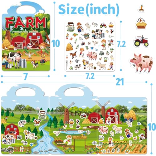 6 Sets Reusable Sticker Book for Toddlers 3-6, Jelly Sticker Books for Toddler, Travel Sticker Activity Toys for Kids 3 4 5 6 Years Old Girls & Boys