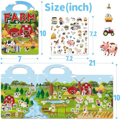 6 Sets Reusable Sticker Book for Toddlers 3-6, Jelly Sticker Books for Toddler, Travel Sticker Activity Toys for Kids 3 4 5 6 Years Old Girls & Boys