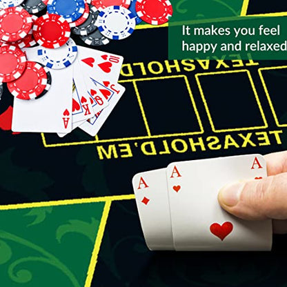 nuveti 63 x 31 Foldable Texas Poker Card Tabletop Layout Portable Anti-Slip Rubber Board Game Mat Poker Table Mat 8-10 Players Texas Hold'em Poker Mat - color: 63 X 31 Inch Rectangular-green6