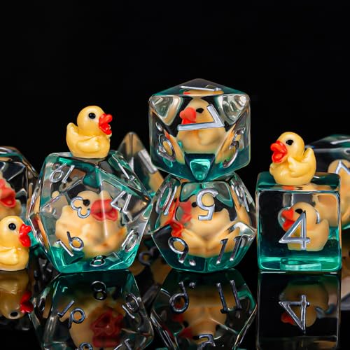 Duck D&D Resin Dice Set, Polyhedral DND Dice Animal Inclusion Dice D and D for Dungeons and Dragons MTG RPG Board Games for 15 Years and Up - color: Duck