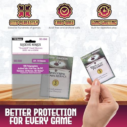 Sleeve Kings Everdell Mini Compatible Card Sleeves – 110 Pack, 44 x 63 mm, Extra Clear 60 Micron Polypropylene, Acid-Free, PVC-Free – SKS-8840 - size: 44 x 63 mm, style: Everdell Mini Compatible