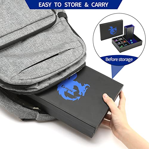 Grajar 3 in 1 Dice Tray with Lid, Portable Dice Box Storage for DND, Dungeons and Dragons, D&D, MTG & RPG Games - Blue - color: Blue
