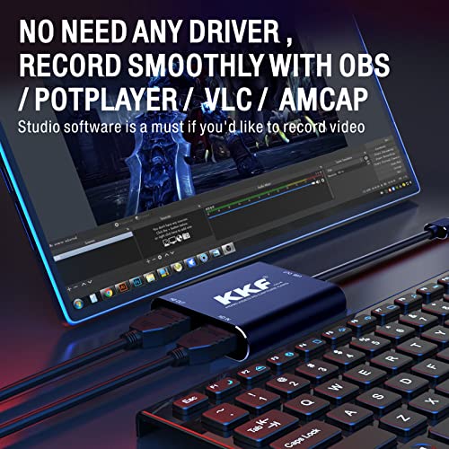 KKF 4K HDMI Capture Card, 1080P 60FPS Video Capture Card for Streaming and Recording of PS5, PS4, Xbox Series X/S, Nintendo Switch via DSLR OBS with HD Ultra-Low Latency (USB A 3.0)