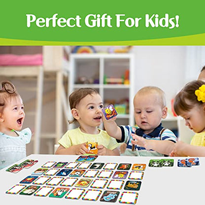 Hebayy 36 Pair Animal Matching Memory Game Flash Cards for Toddlers, Preschool, Kindergarten and Home. Erasable, Fun & Fast, Travel Friendly, Skill Building. Size 2” x 2”(5 x 5 cm) - style: Cartoon Animals 2