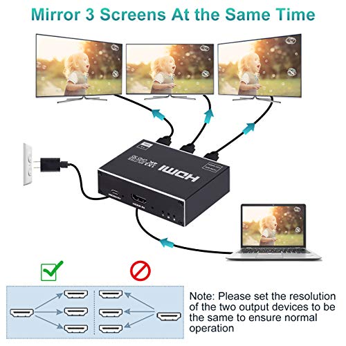 1x3 HDMI Splitter, 1 in 3 Out HDMI Splitter Audio Video Distributor Box Support 3D & 4K x 2K Compatible for HDTV, STB, DVD, PS3, Projector Etc - size: 1x3 4K@30Hz