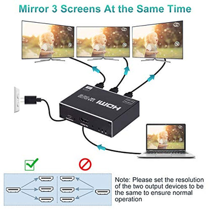 1x3 HDMI Splitter, 1 in 3 Out HDMI Splitter Audio Video Distributor Box Support 3D & 4K x 2K Compatible for HDTV, STB, DVD, PS3, Projector Etc - size: 1x3 4K@30Hz