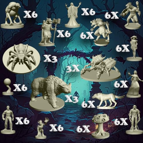 Mythical Heroes Forest/Swamp Edition - 90 Pcs in 16 Designs - Mini Figure Set for RPGs - Creatures and Monsters - Suitable Size for DND