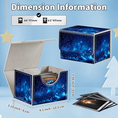 for MTG Commander Deck Box,Card Deck Box for Trading Yugioh MTG,Fits 100 Double Sleeved Cards,PU Leather Strong Magnet Case for Magic Commander TCG CCG,Blue Glitter Sky - color: Blue Glitter Sky