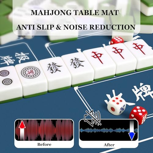 Round Mahjong Table Mat with Carrying Bag, Anti Slip Noise Reduction Table Cover Foldable Game Mat for Tiles Board Poker Dominoes Game(Light Gray,35.43x35.43 in) - color: Light Gray, size: 35.43x35.43 in