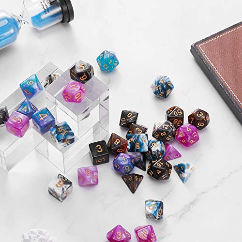Coyeekn 20-Set DND Polyhedral Dice with Storage Pouch | 140 Total Polyhedral Dice, 7 Per Set, 20 Complete Dice Sets (D4-D20), Great for D&D, MTG & Tabletop RPG Games - color: 20set-140pcs