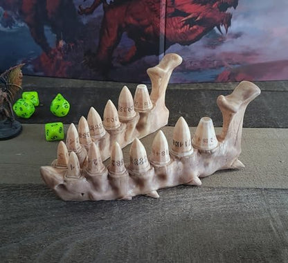 Dragon Fang Dice Set with Jawbone Stand Dungeons and Dragons (Painted) - color: Painted