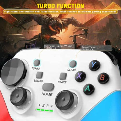 Joso Wireless Mobile Gaming Controller for iPhone, Android, iPad, Tablet, PC, Phone Controller with Phone Clip Supports Cloud Game, COD Mobile, Genshin Immpact, Remote Player Gamepad - color: White+Blue+Red