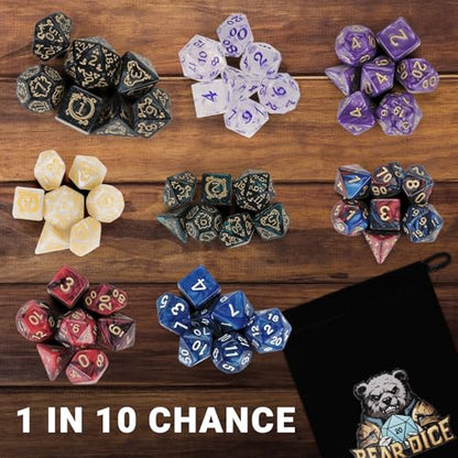 Mystery Dice,7PCS Mystery Dice Set Polyhedral DND Dice Random Style &1 Metal Coin&Dice Bag,Resin Dice for Tabletop Games DND RPG MTG Role Playing Games