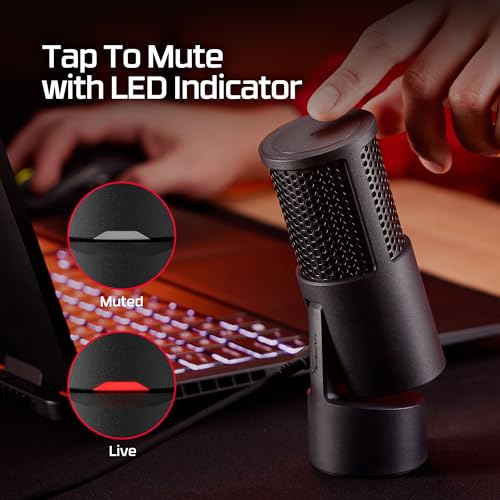 HyperX SoloCast 2 – Gaming USB Condenser Mic for PC, USB-C to USB-A, Built-in Pop Filter, Internal Shock Mount, Plug and Play, 24-bit / 96kHz, Compact Tiltable Stand – Black (Renewed)