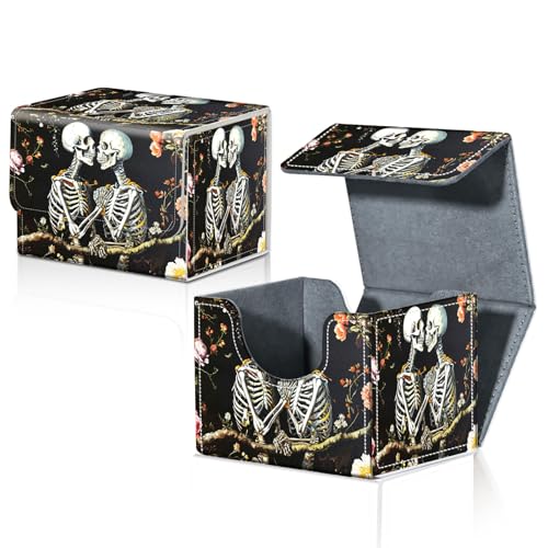 Card Deck Box for MTG Trading Cards with Magnetic Closure,Premium Card Storage Box Case Cover for TCG CCG Magic Cards,Skeleton Lover - color: Skeleton Lover