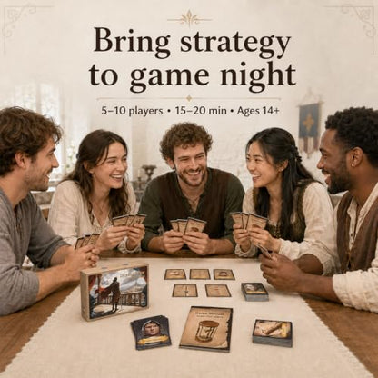 A & B GAMES Medieval Court Hidden Role Card Game for 5-10 Players | Quick 15-20 minute rounds,Bluffing and table reading,Rebellion choices and reversals,Compact box for gatherings