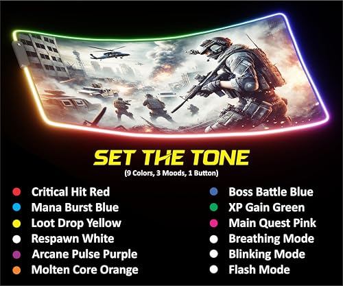RGB Gaming Mouse Pad Large Extended Desk Mat 35.4x15.7in XXL XXXL Mousepad LED Light Up Keyboard Mat PC Gamer Desk Pad Gaming Accessories Extra Big Mouse Mats Full Desk - Urban Warfare - color: Urban Warfare