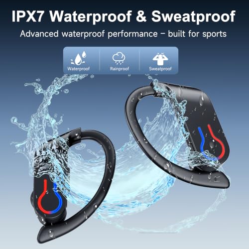Wireless Earbuds 120hrs Bluetooth 6.1 Headphone Sport, 2026 Bluetooth Earbuds with Fast Charging Case Dual LED Display Earphones ENC Noise Cancelling Mic with Easy Button Controls, IPX7 Waterproof