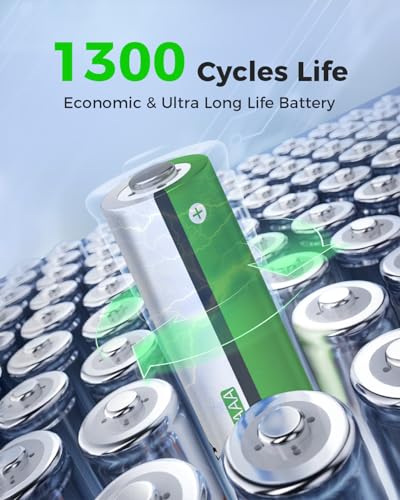 Granicell 8 Sets NiMH 4 Pack AA & 4 Pack AAA Rechargeable Batteries | 1.2V for Blink Cameras, Smart Locks Alarms & Tech Devices|10-Year Life Leak-Proof, Extreme-Temp Resistant - size: AA&AAA-4
