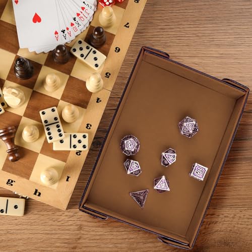 SIQUK 2 Pieces Magnetic Dice Tray Rectangle Folding Dice Rolling Tray PU Leather Dice Trays Dice Holder Storage Box for D&D RPG Dice Games (Green, Camel) - color: Green, Camel