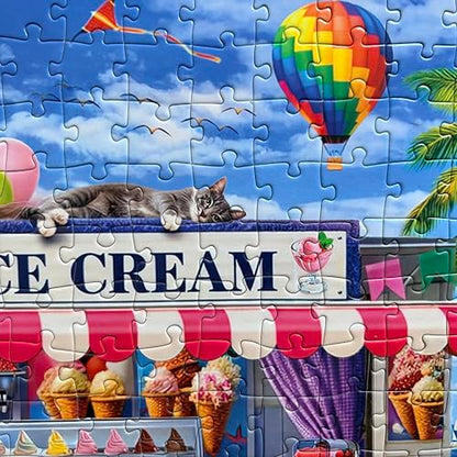 300 Piece Puzzles for Adults Kids Seniors - Ice Cream Truck - Summer Beach Jigsaw Puzzles
