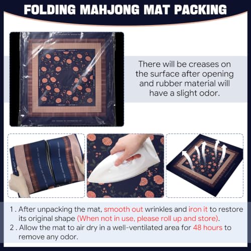 Drydiet Mahjong Mat for Table 31.5 x 31.5 Inch American Mahjong Mat with Carrying Bag, Non-Slip Noise Reduction Table Item for Family Poker Domino Board Game Night & Party Use(Midnight Garden) - style: Midnight Garden