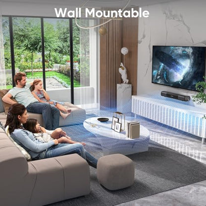 RIOWOIS 17 inch Sound Bar for Smart TV,Peak Power 80W | Bass Boost & Crisp Vocals, Optical/Auxiliary /Bluetooth 5.3, Wall Mountable, for TV/PC/Gaming/Projectors - size: 17-inch soundbar