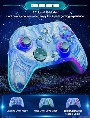 ZRZLMVP Wireless Switch Controller for Nintendo Switch/OLED/Lite/Switch 2 | 1200mAh Pro Switch Controllers with 10 Color LED Lights, Rechargeable Switch Control with Vibration,6-Axis Gyro,Turbo,Wake Up - color: Tie-dye Blue