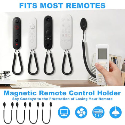 8 Pack 43 Inch Magnetic Remotes Control Holder with Spring Ropes Retractable Cord Remote Holder Wall Mount Anti-Loss Remote Control Leash Wall Mount for Projector TV Fan Couch, Bedside Table - size: 43 Inch