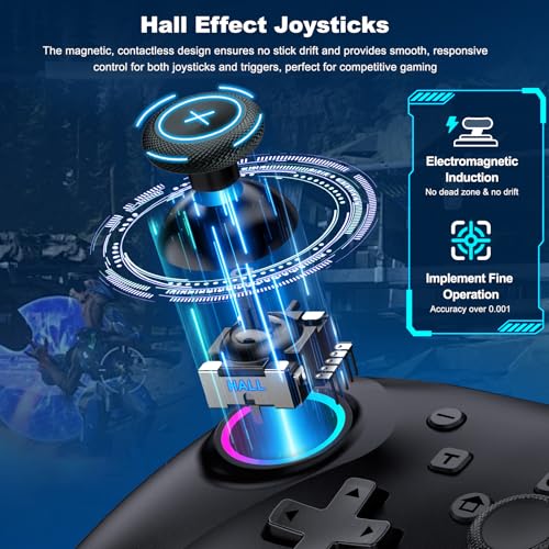 ELISWEEN Wireless PC Gaming Controller with Hall Effect Joysticks, PC Controller with 4 Programmable Back Buttons, Dual Vibration, 1000mah Battery | Compatible with PC/Switch/Android/iOS-Black - color: Black + USB Receiver