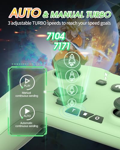 Switch Controller for Nintendo Switch/OLED,Hall Effect One-Piece Joypad with Turbo/4 Looping Macro Buttons/Wake Up/9 colors RGB,Includes 4 game card slots wireless handheld controller (Green) - color: Green